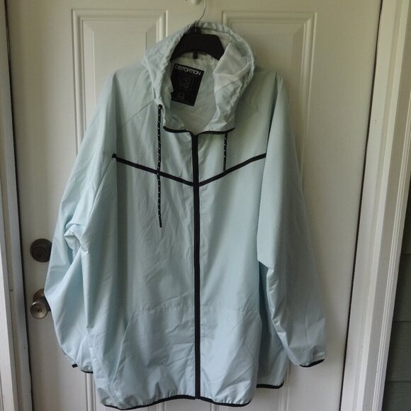 Distortion women's size 2XLT, wind breaker, light blue with black trim, hooded - Picture 1 of 14